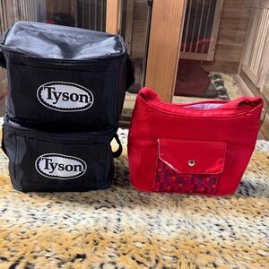 Tyson Black Insulated Lunch Bags - Set of 2 plus red lunch bag